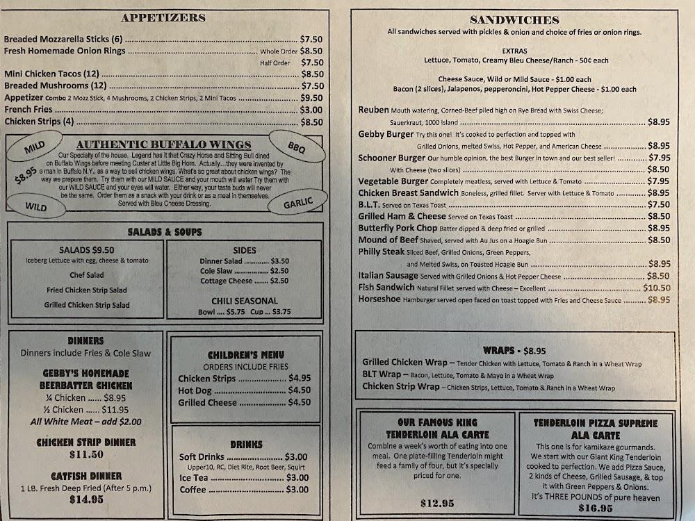 Schooner's of Morton Menu image 1